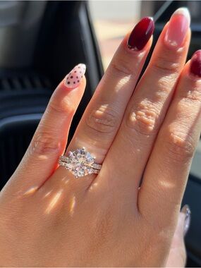 6.77cttw moissanite vvs1 color D wedding set size 6